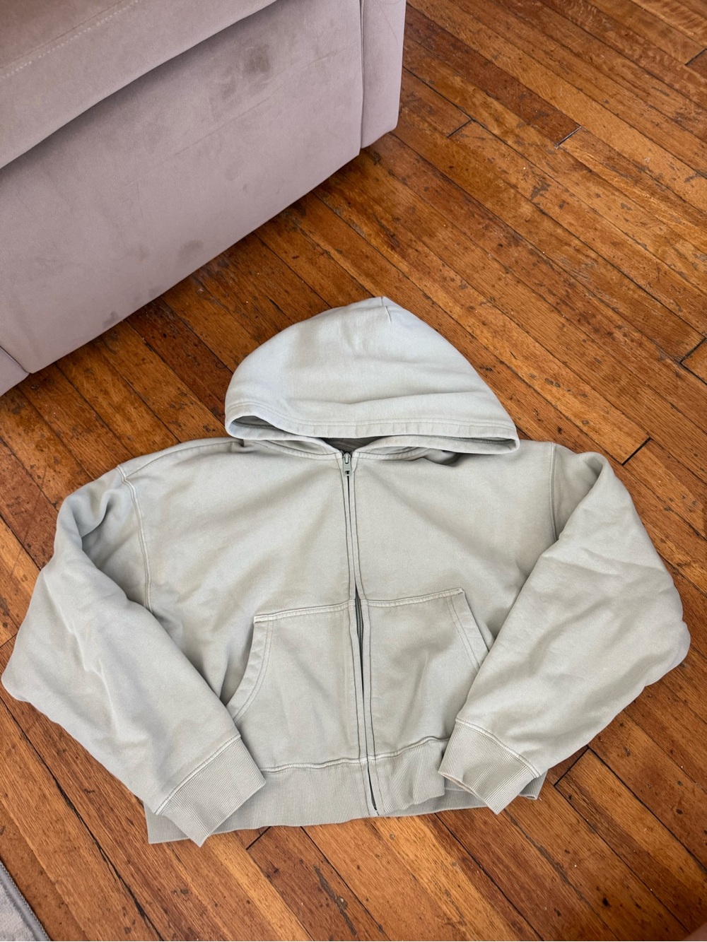 TNA Kids Zip-Up Hooded Jacket in Sage Green